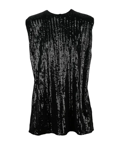 Golden Goose Sequin-embellished Mini Dress With Functional Pockets In Black