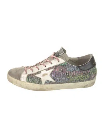 Pre-owned Golden Goose Sequins Colorblock Pattern Sneakers In Gray