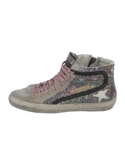 Pre-owned Golden Goose Sequins Graphic Print Sneakers In Neutrals