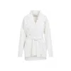 Golden Goose Shawl Collar Cardigan With Floral Embroidery And Self-tie Belt In White