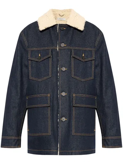 GOLDEN GOOSE SHEARLING-COLLAR DENIM JACKET