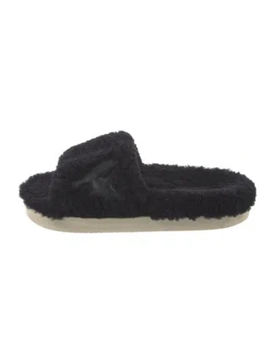 Pre-owned Golden Goose Shearling Slides In Black