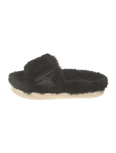 Pre-owned Golden Goose Shearling Slides In Black
