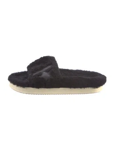 Pre-owned Golden Goose Shearling Slides In Black