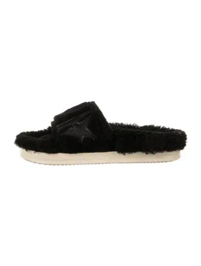 Pre-owned Golden Goose Shearling Slides In Black