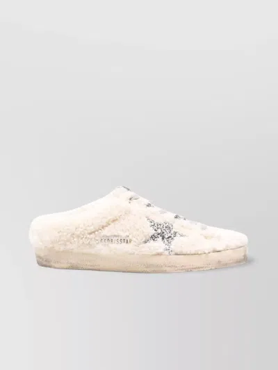 Golden Goose Shearling Upper Glitter Star Sneakers In White