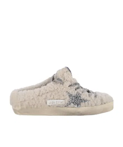 Golden Goose Sheep Fur Decorated Slippers In Nude