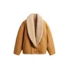 Golden Goose Sheepskin Jacket With Wide Shearling Shawl Collar In Brown