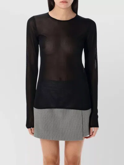 GOLDEN GOOSE SHEER ROUND NECK LONG SLEEVE TOP