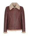 Golden Goose Sherling Leather Jacket In Red