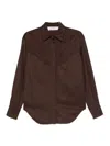 Golden Goose Viscose Shirt With Quilted Details In Brown
