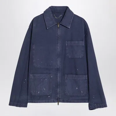 Golden Goose Distressed Denim Jacket In Blue