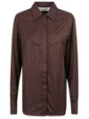 Golden Goose Viscose Shirt With Quilted Details In Brown