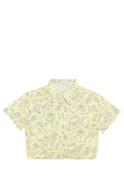 Golden Goose Kids' Girl's Floral-print Gingham Shirt In Lemonade Eclipse