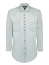 Golden Goose Golden Collection Bleached Denim Shirt In Blue