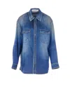 Golden Goose Deluxe Brand Women Oversized Shirt With Denim Print In Blue