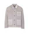 Golden Goose Denim Jacket With Studded Collar And Pockets In Gray