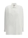 Golden Goose Oversized White Cotton Shirt With Pleated Bib And Jewel Buttons In White