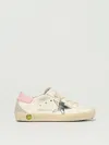 Golden Goose Kids Super-star White And Pink Leather Sneakers In White