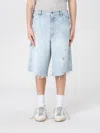 Golden Goose Bermuda Shorts With Distressed Accents And Frayed Hem In Stone Washed