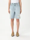 Golden Goose Distressed Denim Bermuda Shorts With Frayed Hem In Denim