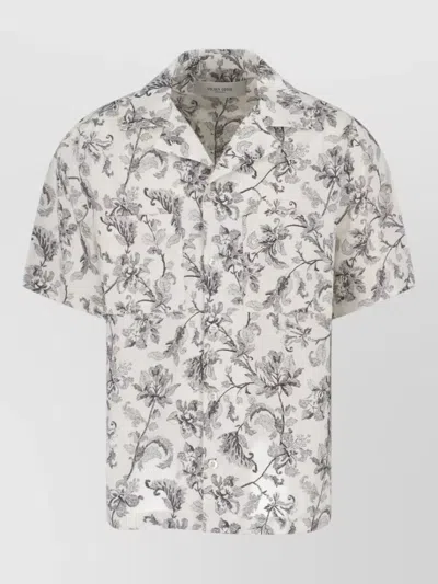 Golden Goose Short Sleeve Shirt Button Down Floral Pocket In Gray