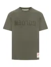 Golden Goose Green Crewneck T-shirt With Logo On The Front And Logo Patch On The Front In Green