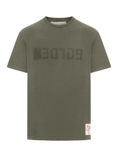 GOLDEN GOOSE SHORT SLEEVE T-SHIRT WITH LOGO PRINT
