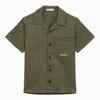 GOLDEN GOOSE SHORT-SLEEVED DARK GREEN COTTON SHIRT