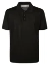 Golden Goose Black Polo With Short Sleeves And Ribbed Hem In Virgin Wool Man In Black