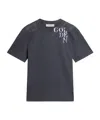 Golden Goose Dark Blue Cotton T-shirt With Contrasting Logo In Gray