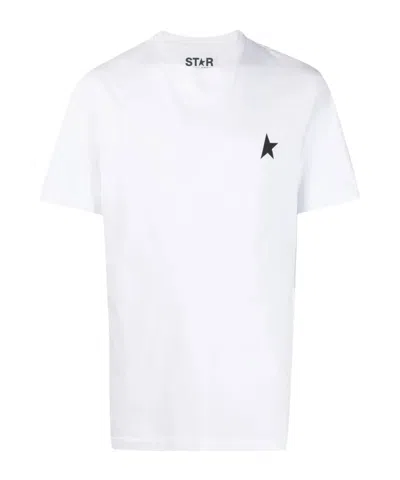 Golden Goose White T-shirt With Round Neck And One Star Logo Print On The Front In Cotton Man