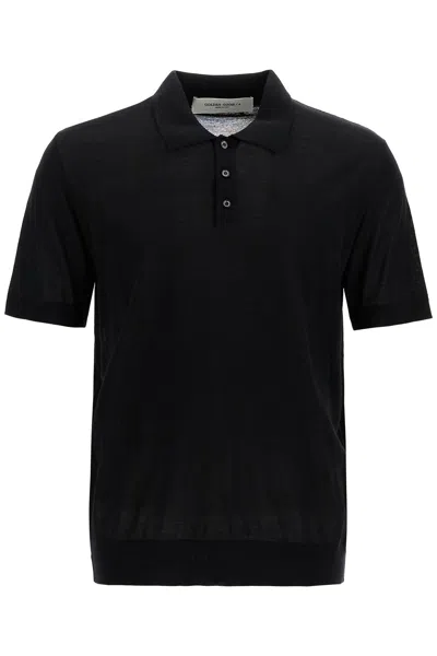 Golden Goose Short-sleeved Wool Polo Shirt In Black (black)