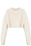 Golden Goose "journey W`s" Cropped Crew Neck Sweatshirt Overprinted Cotton Fleece Vintage Treatment In White