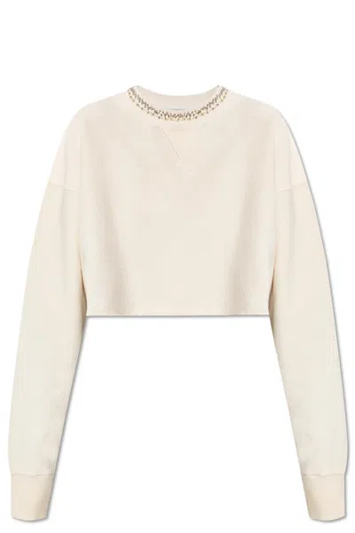 GOLDEN GOOSE GOLDEN GOOSE SHORT SWEATSHIRT WITH APPLIQUÉS