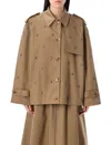 Golden Goose Noa Short Trench Embellished Epaulettes In Khaki Biege