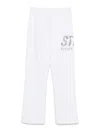 Golden Goose Relaxed Fit White Trousers With Bold Graphic Print In White