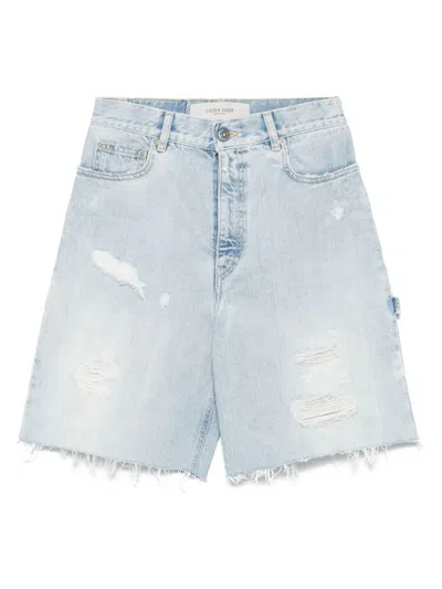 Golden Goose Distressed Denim Bermuda Shorts In Multicolor