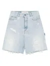 Golden Goose Distressed Denim Bermuda Shorts In Blue