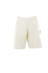 Golden Goose Knit Mini Shorts In Antique White+ink Blue