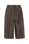 Golden Goose Brown Leather Bermuda Shorts In Brown