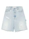 Golden Goose Women Denim Cotton Shorts In Cloud Blue