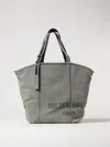Golden Goose Sage Green Printed Logo Tote Bag With Structured Silhouette In Military