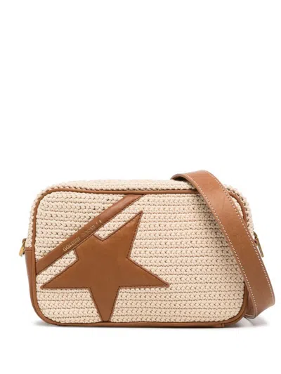 Golden Goose Star-patch Crochet Crossbody Bag In Brown