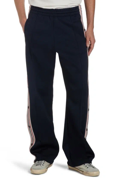 Golden Goose Side Stripe Snap Track Pants In Dark Blue/ Papyrus