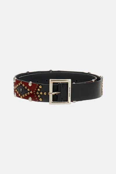 Golden Goose Sierra Belt In Leather And Ponyhair With Studs. In Black