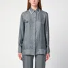 Golden Goose Silk Blend Shirt With Floral Pattern In Blue