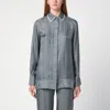 Golden Goose Silk Blend Shirt With Floral Pattern In Blue