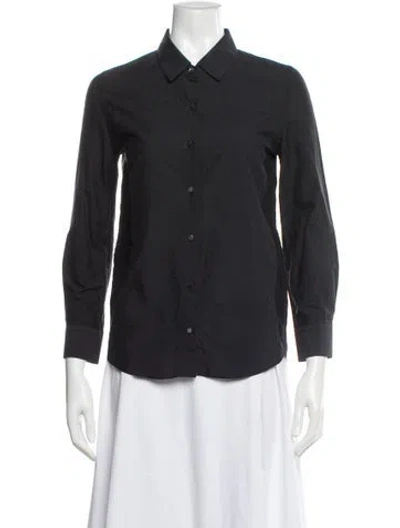 Pre-owned Golden Goose Silk Long Sleeve Button-up Top In Gray