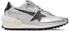 Golden Goose Marathon Running Sneakers In Laminated Leather In Silver/black 60246